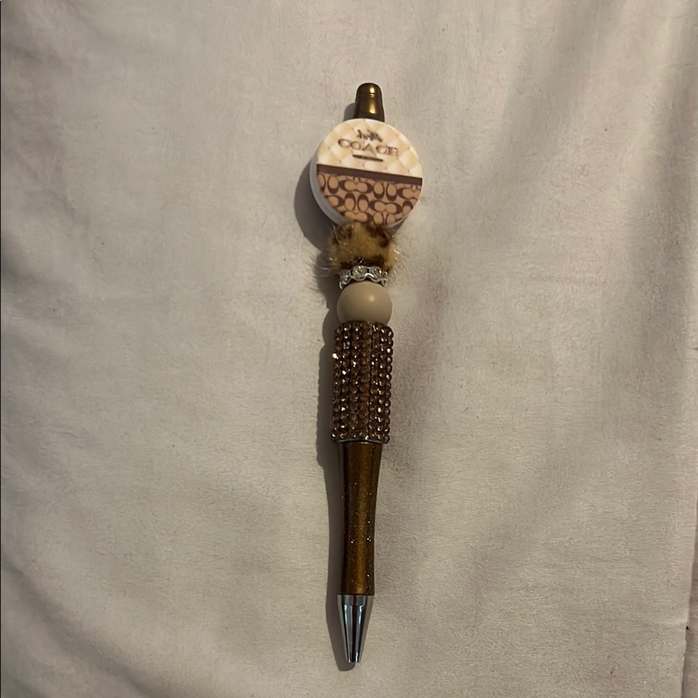 Coach Tan and Gold Decorative Pen